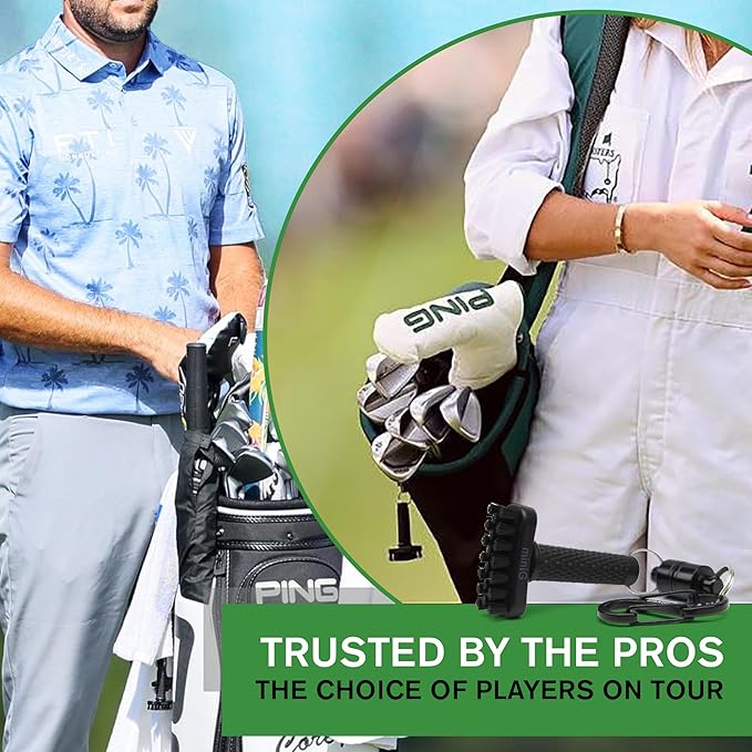 Grooveit Green Mini Golf Brush The MiniG 'Dry Scrubber' Features A Detachable Magnet, Heavy-Duty Nylon Bristles, and 3-Yr Warranty - Used On All Professional Golf Tours - Golf Accessory of 2023