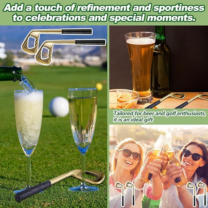 10 Pcs Golf Club Bottle Opener Bulk Novelty Groomsmen Gift Bachelor Party Favors for Golf Lover Beer Enthusiast, Made from Zinc Alloy (Bronze)