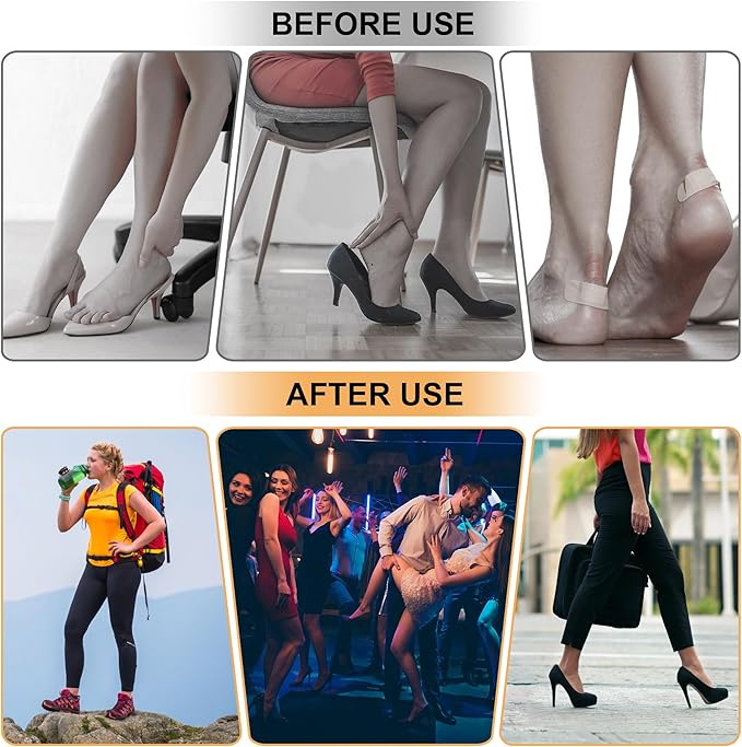 4 Pairs Heel Pads Heel Grips Liner for Loose Shoes, Heel Cushion Pads Heel Inserts for Shoe Too Big Men Women- Ultra Soothing Heel Protectors for Heel Pain, Heel Slipping, Blisters, Friction