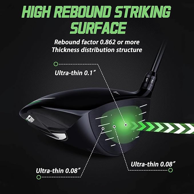 PGM Men's Professional Golf Club Driver Woods Hybrid for Right Handed with Headcover, Low Center of Gravity Long Distance Single Club with Titanium Head Graphite Shaft