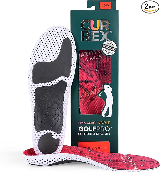 CURREX GolfPro Insoles for Golf Shoes – Arch Support Inserts to Improve Balance, Stability, Comfort & Performance, Help with Foot & Heel Pain Relief – for Men & Women – Low Arch, Large