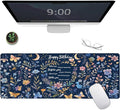 Happy Birthday Large Gaming Mouse Pad,Festival Party Desk Mat,31.5x11.8x0.12in Extended Non-Slip Rubber Moon Floral Blue Mousepad,Computer Deskmat Gifts,Laptop Mice Pads Decor for Home Office