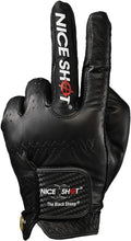 Nice Shot The Bird Men's Golf Glove in Black Cabretta Leather
