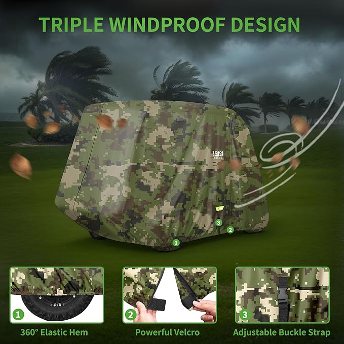 10L0L Heavy Duty 650D Golf Cart Cover for 2/4/6 Passengers EZGO, Club Car and Yamaha, All Weather Outdoor Protection Weatherproof