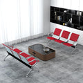 Kinfant Red 6-Seat Waiting Room Chairs with Arms – Heavy-Duty Steel Frame PU Leather Back & Cushioned Seat, Ergonomic Office Reception Guest Chair for Lobby, Clinic, Airport