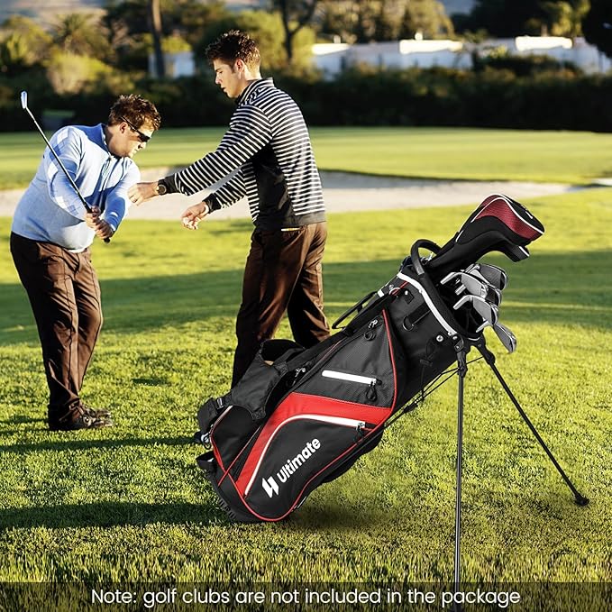 Tangkula Golf Stand Bag with 14 Way Top Dividers, Lightweight 6 Pockets Golf Club Bag with Cooler Bag, Adjustable Dual Strap & Rain Hood, Golf Carry Bag for Men & Women