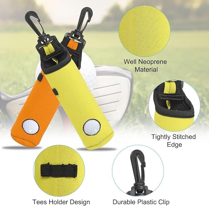 PATIKIL Golf Ball Carry Bag, Golf Tee Holder Pouch Portable Neoprene Golf Ball Holder with Clip for Men and Women Storage Gifts