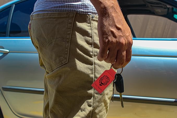 LaserGram Rectangle Keychain, Coat of Arms Germany, Personalized Engraving Included (Red)