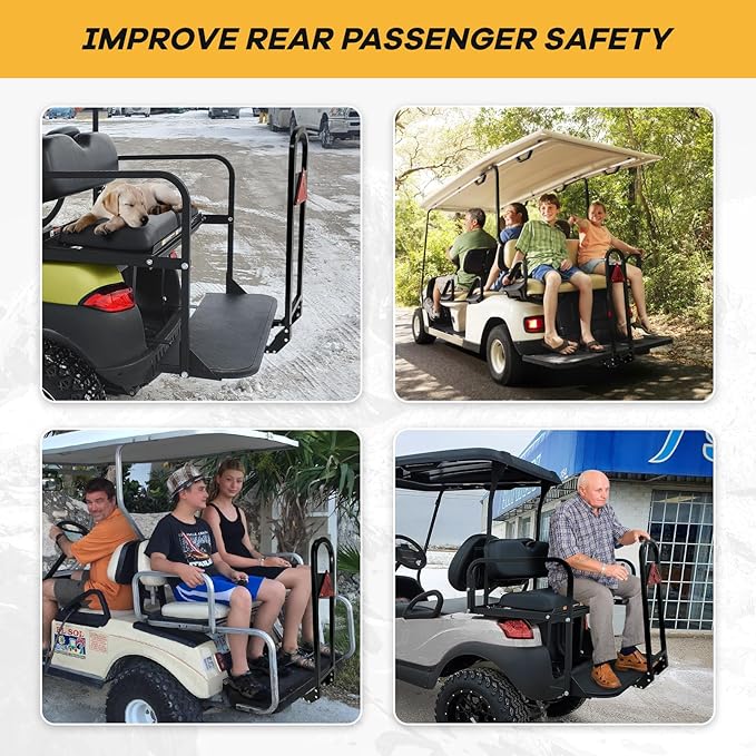 Universal Golf Cart Rear Seat Safety Grab Bar Compatible with Yamaha Club Car EZGO, Heavy Duty Golf Cart Back Seat Grab Bar Safety Hand Rail for Rear Seat Passenger