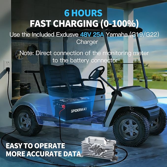 48V 150Ah Lithium Battery Golf Cart with 25A Charger, 48V LiFePO4 Battery, LCD Monitor & Mobile APP, 6000+ Cycles 48V Golf Cart Battery, Built-in 200A BMS, Max 10.24kW Output, Perfect for Golf Carts