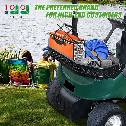 10L0L Golf Cart Front Clay Utility Cargo Basket for Gas & Electric, Heavy-Duty Steel Drop Mesh Storage Rack