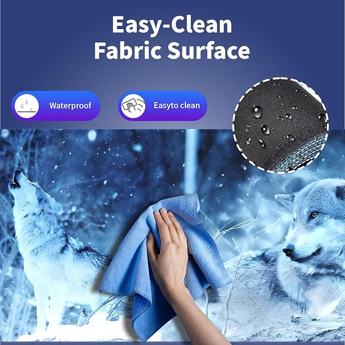 Wknoon. Extra Large Gaming & Office Mouse Pad (31.5" x 11.8") – Wolf Howling in The Snow Winter, Wolves Premium XXL Desk Mat with Durable Stitched Edges & Smooth Fabric Surface & Anti-Slip Base