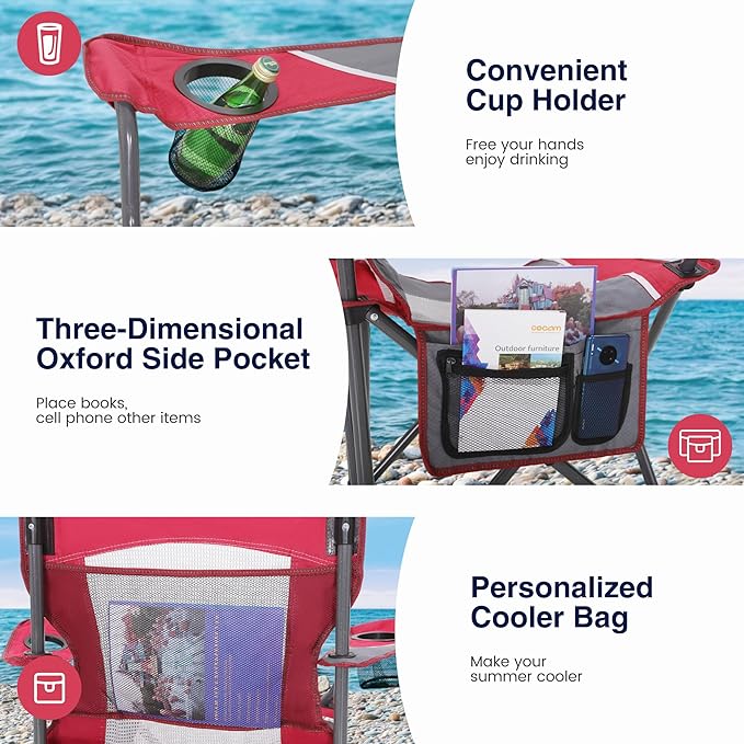 HIGH POINT SPORTS Oversized Portable Mesh Camping Folding Chair