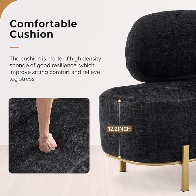 OmySalon Waiting Room Bench with Back, 55.1" Office Guest Chair, Chenille Fabric Reception Seating, Lobby Bench for Beauty Salon Barbershop Airport Bank Hall Room Conference