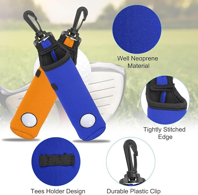 PATIKIL Golf Ball Carry Bag, Golf Tee Holder Pouch Portable Neoprene Golf Ball Holder with Clip for Men and Women Storage Gift