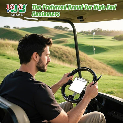 10L0L Golf Cart Steering Wheel Scorecard Holder with Pencil Holder Fit Yamaha,Club Car, EZGO - Upgrade Anti Drop Clip