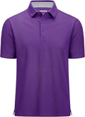 MAGCOMSEN Men's Polo Shirts Short Sleeve Cotton Pique 3 Button Classic Fit Casual T-Shirt Performance Golf Shirts