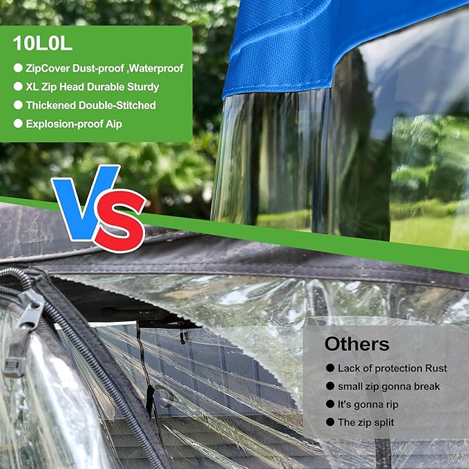 10L0L 4 Passenger Golf Cart Enclosure - 86" Roof Fit, Universal Golf Cart Cover for Yamaha Club Car EZGO,Waterproof 600D Rain Cover,Transparent Tail Light Panel,Foldable Door,4-Sided Clear Windows