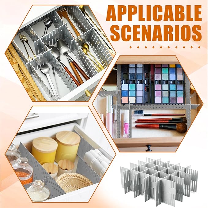 Blosssound 15pcs 5.12x 15 Tall Drawer Divider Adjustable Drawer Organizer DIY Ultra Deep Storage Organizer Separator with Fixed Buckle for Underwear Socks Dormitory Office Kitchen Bedroom(Grey)