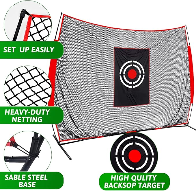 Kapler Golf Practice Hitting Net - 12X10FT Portable Driving Nets with Steel Frame and Target for Backyard Indoor Outdoor Swing Use - Gifts for Golfing Lovers