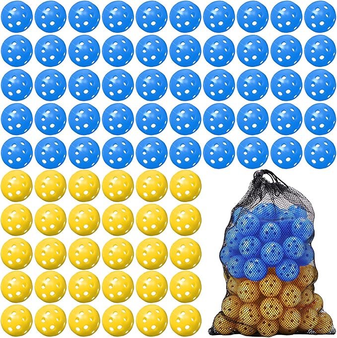 80 Pack Practice Golf Balls Limited Flight 42 mm Golf Training Airflow Hollow Plastic Ball for Women Men Indoor Outdoor Driving Range Swing Practice Home