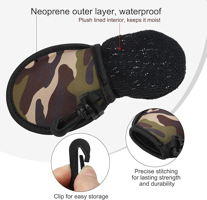 PATIKIL Golf Ball Washer Pouch, 5 Pack Portable Golf Balls Cleaner Pocket Bag with Hanging Clip for Women Men Golf Exercise, Army Green