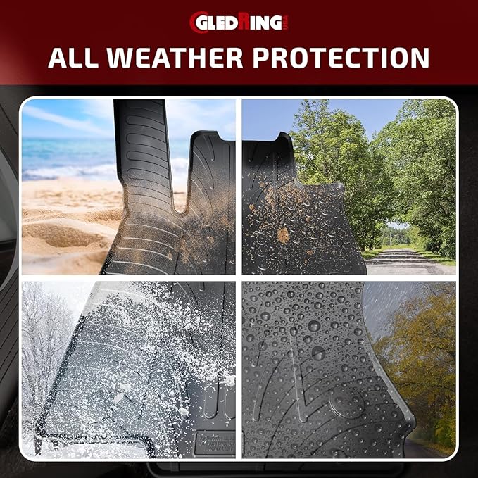 Gledring USA Custom Fit All-Weather Rubber Floor Mats Intended for Volkswagen ID.7 Electric SUV 2024, No Trimming Required, Tailored Custom Fit, Protects from Rain, Mud, & Snow.