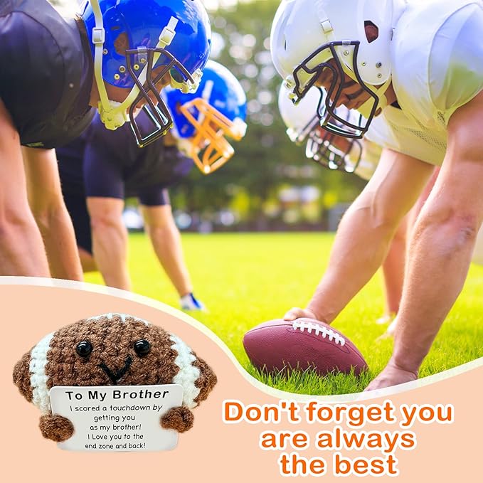 Mini Handmade Crochet Football Birthday Gift for Brother, Emotional Support Football Inspirational Gift for Brother