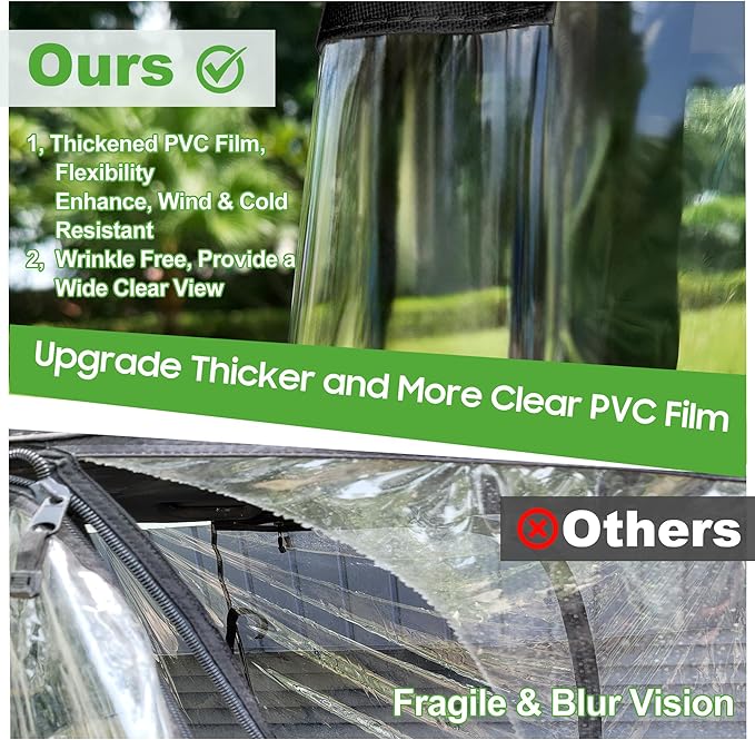 10L0L 2 Passenger Golf Cart Enclosure fit Yamaha G29 Drive and Drive 2, 600D Heavy Duty Yamaha Rain Cover with Clear PVC Windshield, Side Mirror Openings, Waterproof Oxford Cloth