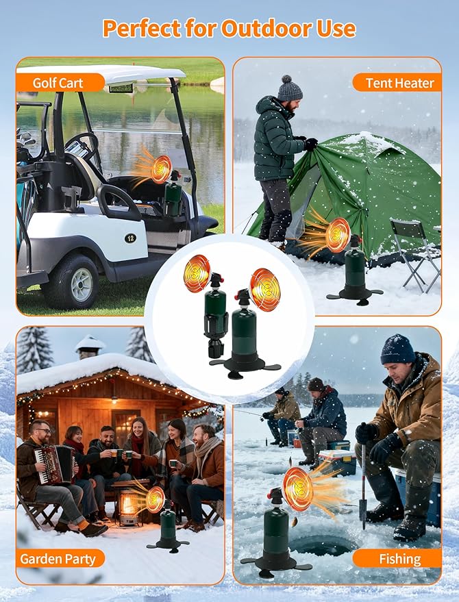 2-in-1 7200 BTU Golf Cart Heater Propane with Storage Box, Adjustable Cup Holder & Camping Base, Compatible with EZGO, Club Car, Yamaha, and More, Golf Cart Accessories (Propane Tank Not Included)