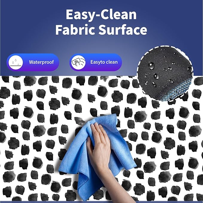Wknoon. Extra Large Gaming & Office Mouse Pad (31.5" x 11.8") – Abstract Black Ink Polka Dots Print, Premium XXL Desk Mat with Durable Stitched Edges & Smooth Cloth Surface & Anti-Slip Rubber Base