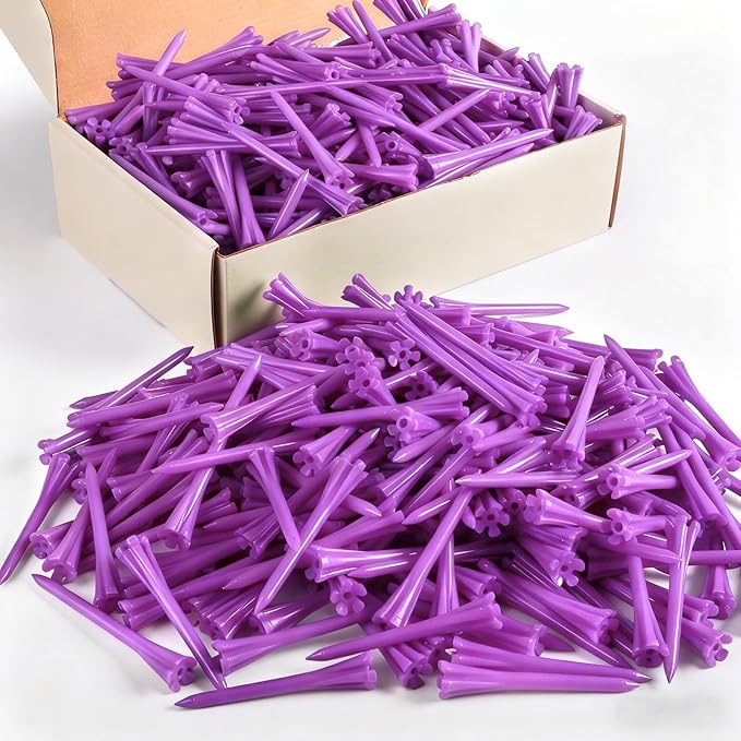 FINGER TEN Golf Tees Plastic Unbreakable Easy to Find Bulk Value 500 Count, 2 3/4 3 1/4 Inch Stable Tee Driving Range Reduce Friction, Green Red White USA Flag Practice
