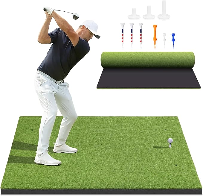 Golf Mat, 5x4ft/6x4ft Large Golf Hitting Mats for Practice Outdoor Indoor, 26mm Thick, High-Elasticity Artificial Turf Mat for Garage Simulator Chipping Driving Swinging Training, Gifts for Him Men
