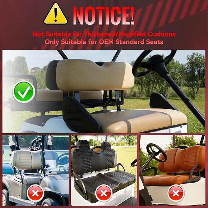 Golf Cart Seat Covers Front for EZGO TXT 1994-2013 Standard Seat Cushion, EZGO Vinyl Leather Seat Cover Set Replacement Accessories, No Staples, Black(4 PCS)