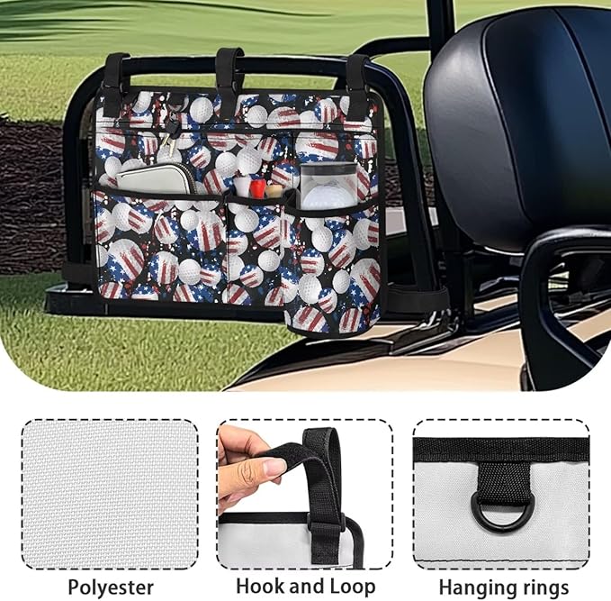 Fashion Golf Cart Rear Seat Organizer Lightweight Storage Bag Accessories for Club Car, Wheelchair and Walker