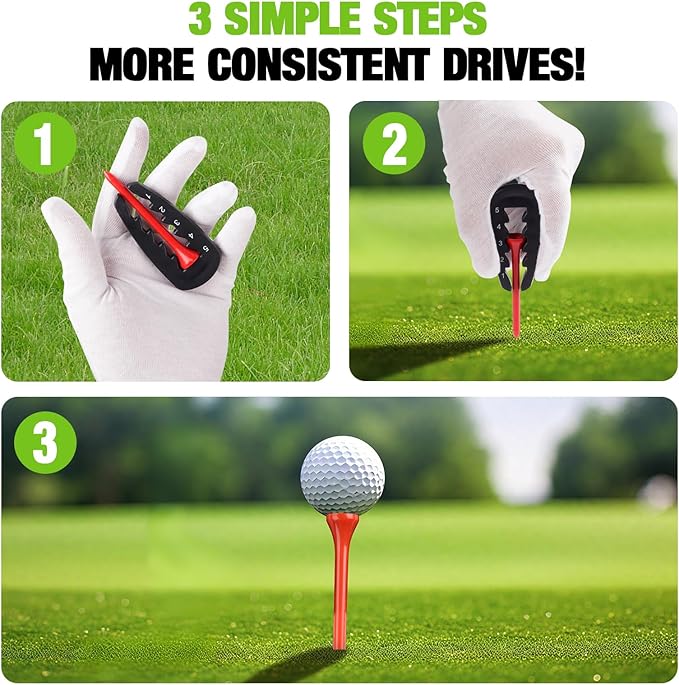 T TGBROS Golf Tee Height Tool with 50 Ground Spikes, Adjustable Tee Setter for Consistent Shots, Golf Training Aid for Drivers & Irons, Precision Tee Height Adjuster for All Skill Levels