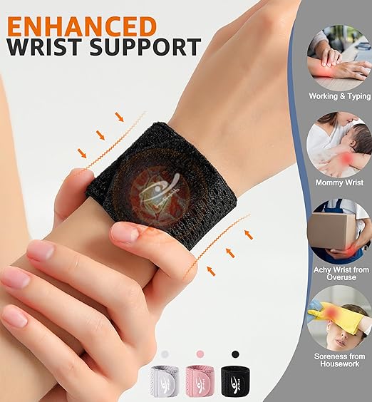 HiRui Wrist Compression Wraps, Wrist Brace Wrist Support for Sports, Mouse Hand, Mother's Hand, Carpal Tunnel Arthritis, Tendonitis - Premium Elastic & Breathable Mesh Fabric (Black, Large)