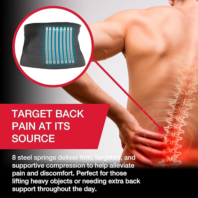 MUELLER Sports Medicine Adjustable Back Brace, Ideal for Upper and Lower Back Pain, Relief & Support for Men and Women, Strains, Sciatica, Scoliosis, Black