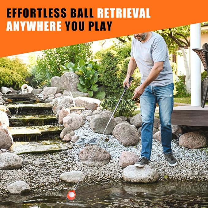 Golf Ball Retriever Telescopic for Water, 9Ft/12Ft/17Ft/20Ft Stainless Steel Golf Ball Retriever, Professional Golf Ball Retriever(20Ft)
