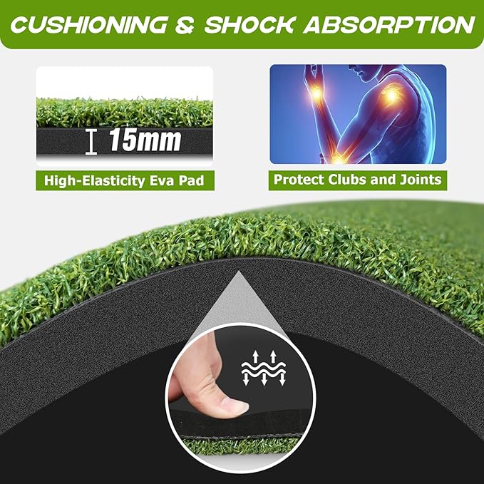 Bltend Dual Turf Golf Mat 31mm: 5x5ft/5x4ft Heavy-Duty Golf Hitting Mats Practice Outdoor/Indoor, Elite Dense Artificial Turf Matt Training Aid for Garage/Simulators/Driving Range/Backyard