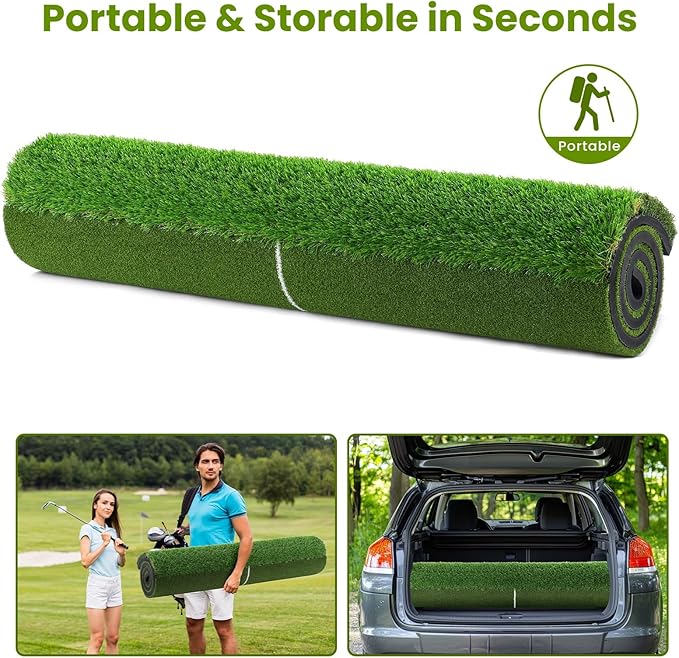 Golf Mat, 5x4ft & 6x4ft Extra Large Integrated Tri-Turf Golf Hitting Mats Practice Outdoor & Indoor, Premium 26mm Thick Durable Artificial Turf Matt for Backyard Training Driving Chipping, Swinging