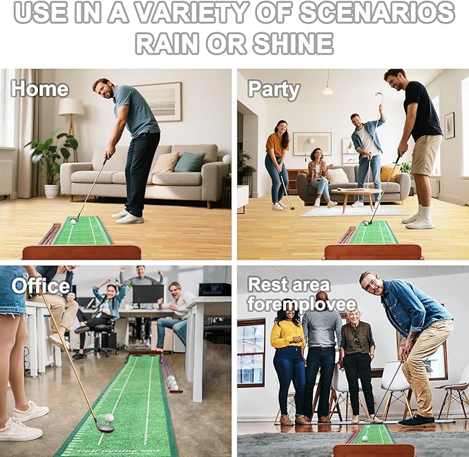 Loowoko Indoor Putting Green with Ball Return, Golf Practice Training Equipment Putting Mat for Home Office, 2025