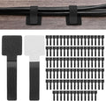100-Pack Hook and Loop Cable Ties, 3.5 x 1.1 Inch Adjustable Self-Adhesive Cord Organizer for Desk/Home/Wall/Office Essentials, Cable Management Under Desk [Black]