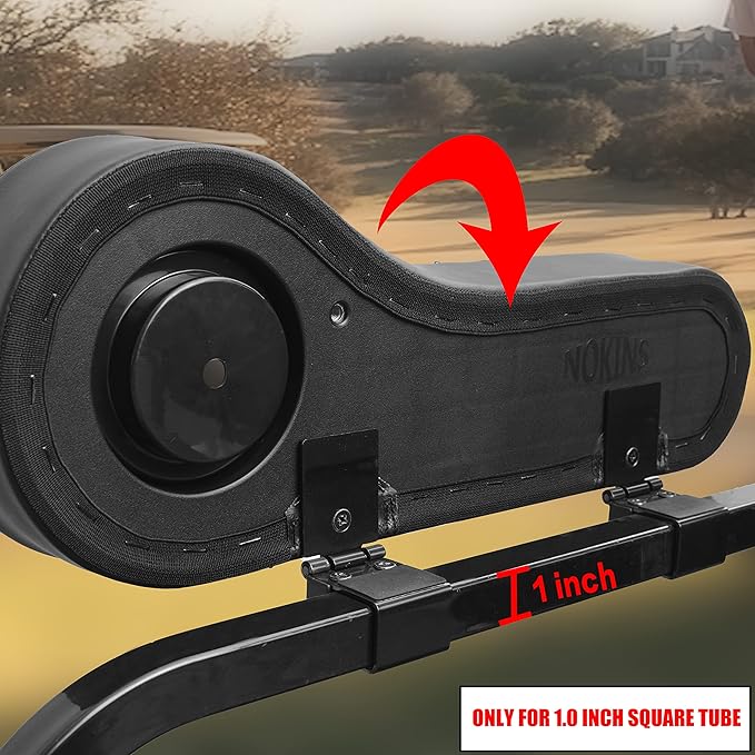 NOKINS Golf Cart Diamond Flip Armrest with Cup Holder, No Drilling Required, Golf Cart Folding Hinged Armrest, Inward Mount, for Club Car EzGo Yamaha Back Seat Kit