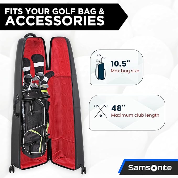 Samsonite Tour Deluxe Golf Hard Case Golf Travel Bag, Lightweight & Durable ABS Shell, 360 Degree Multi-Directional Wheels
