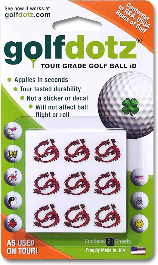Golfdotz - USGA Rule Conforming Novelty Golf Ball Markers, Golf Ball Stickers for Marking Balls, No More Smearing from Stamps, Gifts for Golfers, Dads, and Retirees, (CreaturesCollection; 18-32 Count)