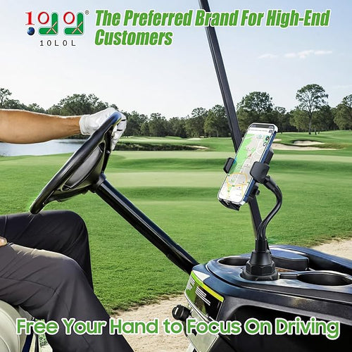 10L0L Golf Cart Phone Holder, Universal Cup Holder Phone Mount for All 4.0-6.8" Cellphones, for Yamaha EZGO Club Car and Car, Truck, Etc - Ultra-Sturdy & Non-Shaking
