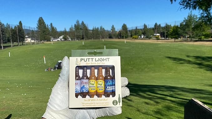 Beer Bottle Golf Tees, Virtually Unbreakable and Recyclable Plastic Golf Tee 6 Pack, Golf Gift for Men, Bachelor Party Novelty Gift, for Golfers,3-1/4" Tall