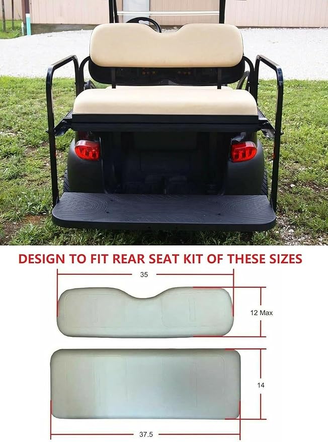 Huskey 4PCS Golf Cart Front/Rear Seat Covers for EZGO RXV 2008-UP G&E Models Custom Two-Tone Black/Red Diamond Stitching with Red Piping, Marine Grade Vinyl Material, Staple on Design