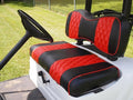 Huskey Golf Cart Front Seat Covers for Club Car Precedent 2004+ Models, Custom Fit, Black/Red Diamond Stitching, Marine Grade Vinyl, Staple On
